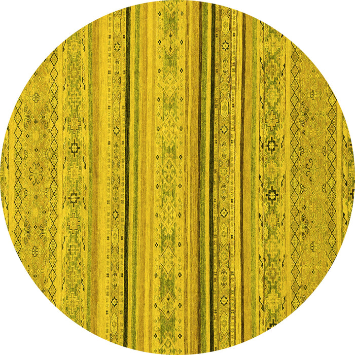 Round Machine Washable Abstract Yellow Modern Rug, wshabs2591yw