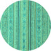 Round Abstract Turquoise Modern Rug, abs2591turq