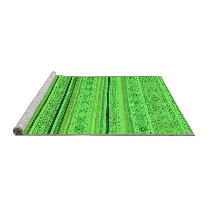 Sideview of Machine Washable Abstract Green Modern Area Rugs, wshabs2591grn