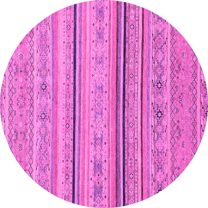 Round Machine Washable Abstract Pink Modern Rug, wshabs2591pnk