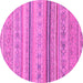 Round Machine Washable Abstract Pink Modern Rug, wshabs2591pnk