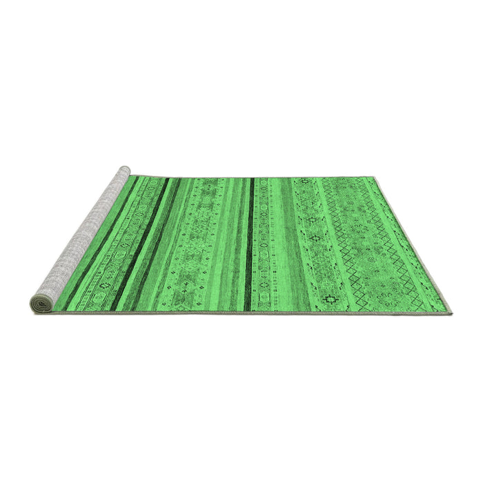 Sideview of Machine Washable Abstract Emerald Green Modern Area Rugs, wshabs2591emgrn