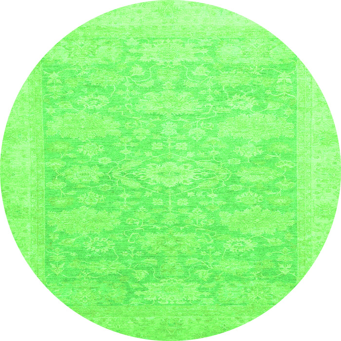 Round Oriental Green Traditional Rug, abs2592grn