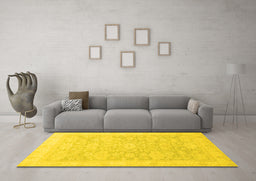 Machine Washable Oriental Yellow Traditional Rug in a Living Room, wshabs2592yw