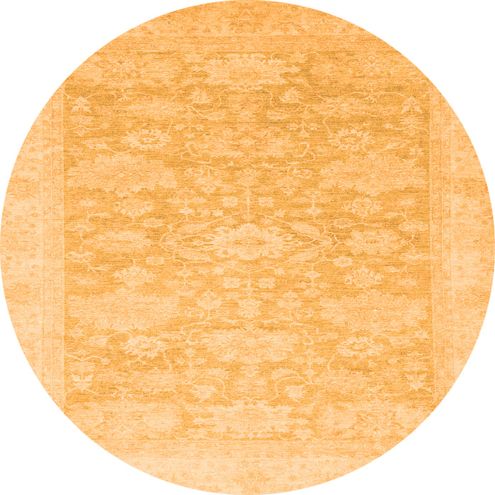 Round Machine Washable Oriental Orange Traditional Area Rugs, wshabs2592org