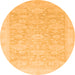 Round Machine Washable Oriental Orange Traditional Area Rugs, wshabs2592org