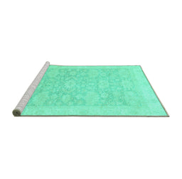 Sideview of Machine Washable Oriental Turquoise Traditional Area Rugs, wshabs2592turq