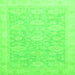 Square Machine Washable Oriental Green Traditional Area Rugs, wshabs2592grn