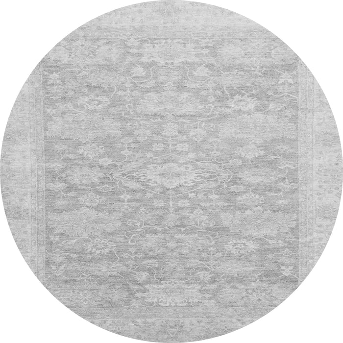 Round Machine Washable Oriental Gray Traditional Rug, wshabs2592gry
