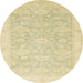 Round Abstract Brown Gold Oriental Rug, abs2592