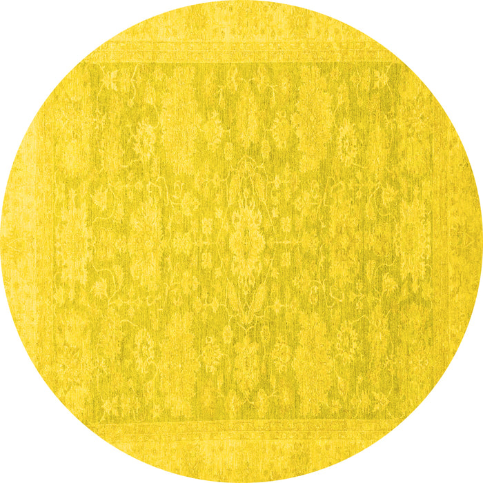 Round Oriental Yellow Traditional Rug, abs2592yw