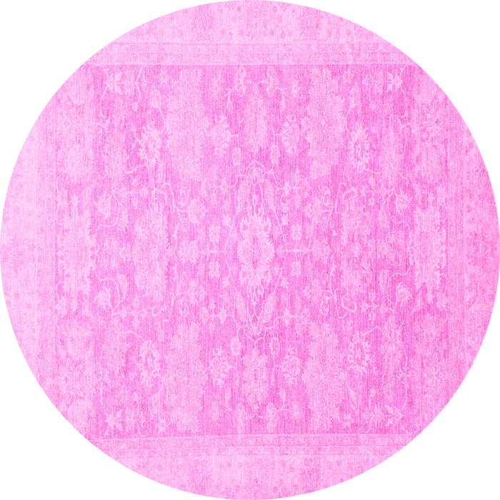 Round Oriental Pink Traditional Rug, abs2592pnk