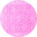 Round Oriental Pink Traditional Rug, abs2592pnk