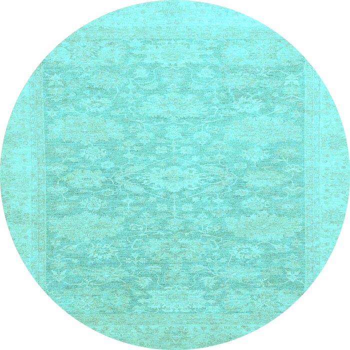 Round Oriental Light Blue Traditional Rug, abs2592lblu