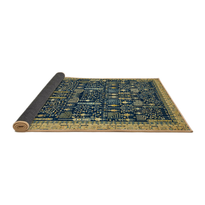 Sideview of Abstract Copper Green Modern Rug, abs2593