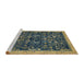 Sideview of Machine Washable Abstract Brass Green Rug, wshabs2593