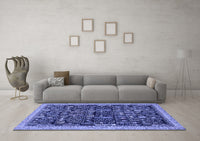 Machine Washable Abstract Blue Modern Rug, wshabs2593blu