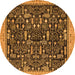 Round Abstract Orange Modern Rug, abs2593org