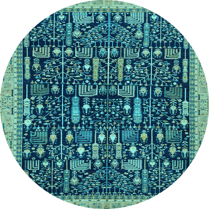 Round Abstract Light Blue Modern Rug, abs2593lblu