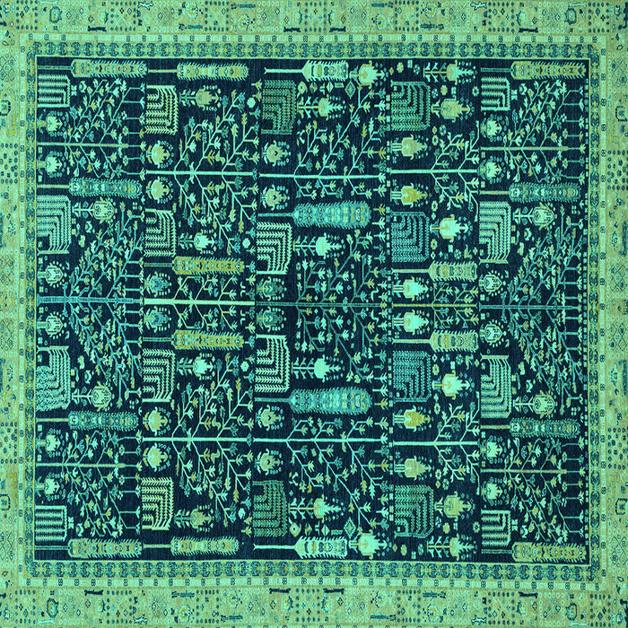 Square Abstract Turquoise Modern Rug, abs2593turq