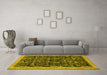 Machine Washable Abstract Yellow Modern Rug in a Living Room, wshabs2593yw