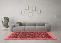 Machine Washable Abstract Red Modern Rug, wshabs2593red