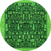 Round Machine Washable Abstract Green Modern Area Rugs, wshabs2593grn