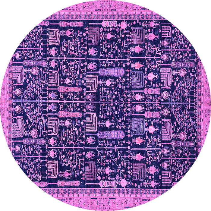Round Abstract Purple Modern Rug, abs2593pur