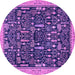 Round Abstract Purple Modern Rug, abs2593pur