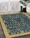 Abstract Copper Green Modern Rug in Family Room, abs2593