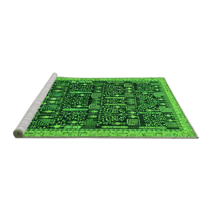Sideview of Machine Washable Abstract Green Modern Area Rugs, wshabs2593grn