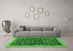 Machine Washable Abstract Green Modern Area Rugs in a Living Room,, wshabs2593grn