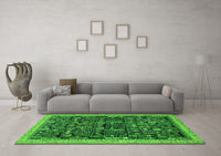 Machine Washable Abstract Green Modern Rug, wshabs2593grn