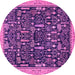 Round Machine Washable Abstract Pink Modern Rug, wshabs2593pnk