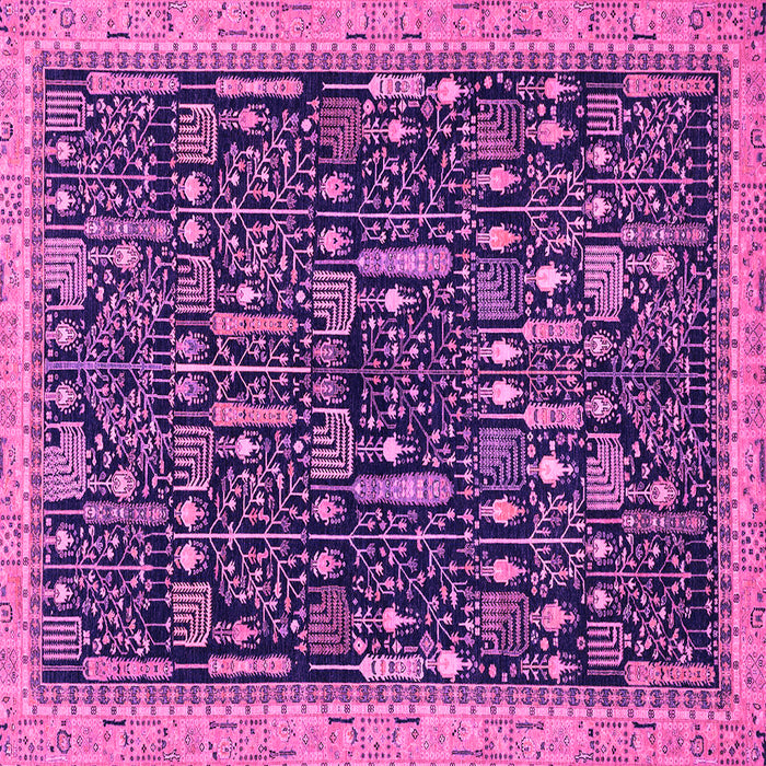 Square Abstract Pink Modern Rug, abs2593pnk