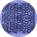 Round Abstract Blue Modern Rug, abs2593blu