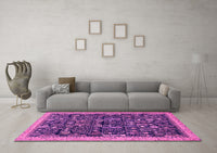 Machine Washable Abstract Pink Modern Rug, wshabs2593pnk