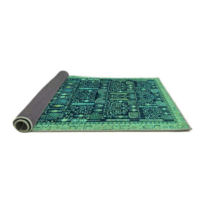 Sideview of Abstract Turquoise Modern Rug, abs2593turq