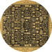 Round Machine Washable Abstract Brown Modern Rug, wshabs2593brn