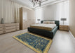 Abstract Copper Green Modern Rug in a Bedroom, abs2593