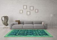 Machine Washable Abstract Turquoise Modern Rug, wshabs2593turq