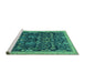 Sideview of Machine Washable Abstract Turquoise Modern Area Rugs, wshabs2593turq