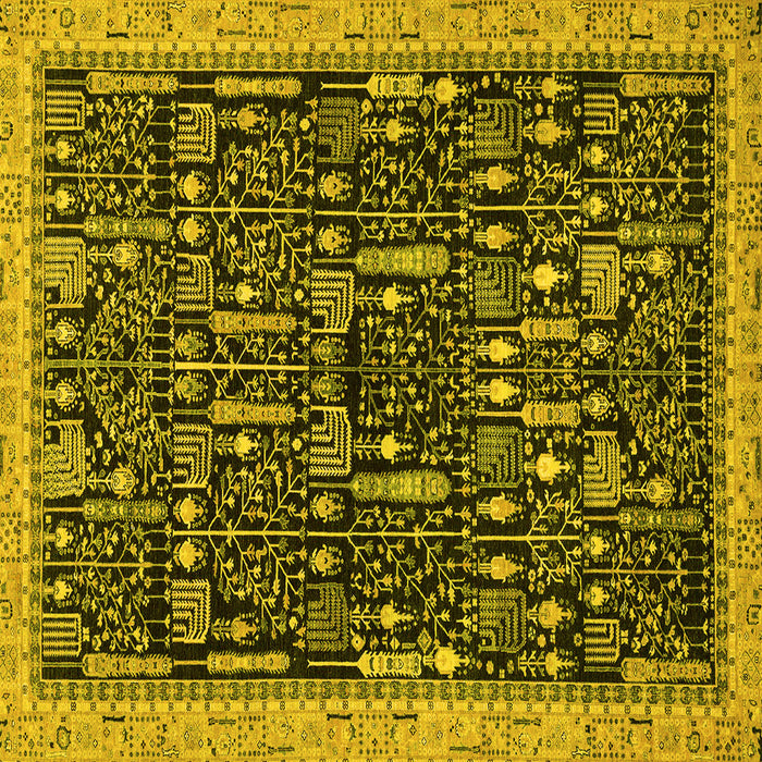 Square Machine Washable Abstract Yellow Modern Rug, wshabs2593yw