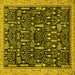 Square Machine Washable Abstract Yellow Modern Rug, wshabs2593yw