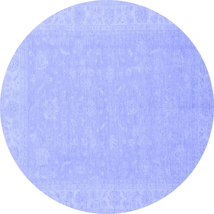 Round Abstract Blue Modern Rug, abs2594blu