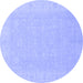 Round Abstract Blue Modern Rug, abs2594blu