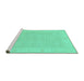 Sideview of Machine Washable Abstract Turquoise Modern Area Rugs, wshabs2594turq