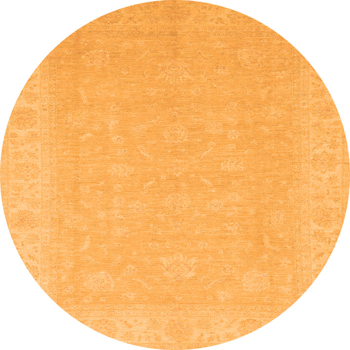 Round Machine Washable Abstract Orange Modern Area Rugs, wshabs2594org