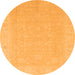 Round Machine Washable Abstract Orange Modern Area Rugs, wshabs2594org