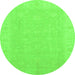 Round Machine Washable Abstract Green Modern Area Rugs, wshabs2594grn